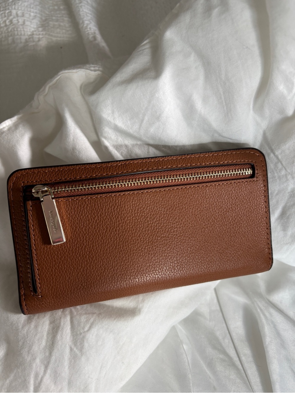 kate spade bailey slim bifold wallet gingerbread pebbled leather NWOT - Picture 2 of 3